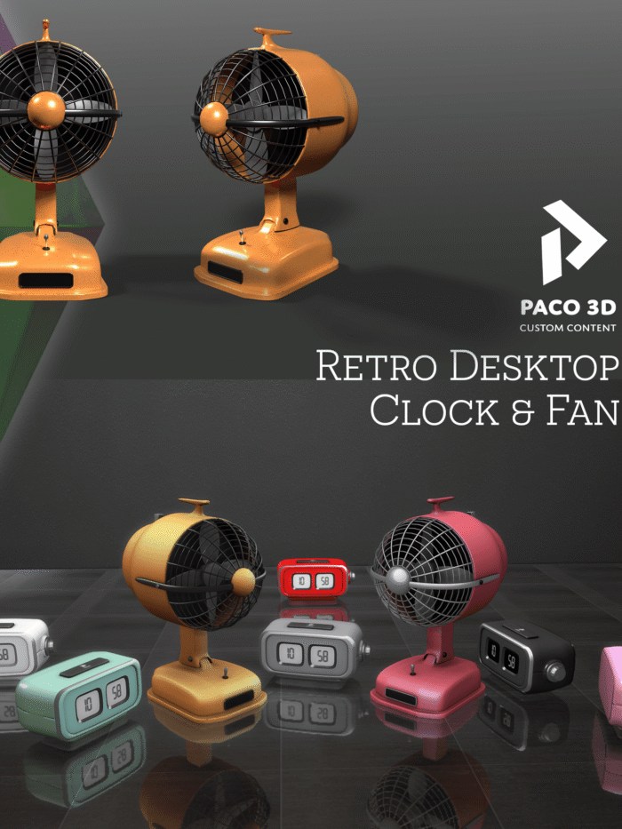 Retro Desktop Clock & Fan ( Decor )