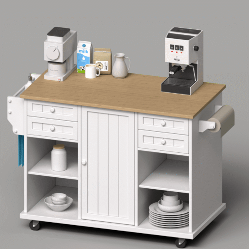 Ecru Kitchen Cabinets & Gaggia Classic Coffee Maker ( decor )