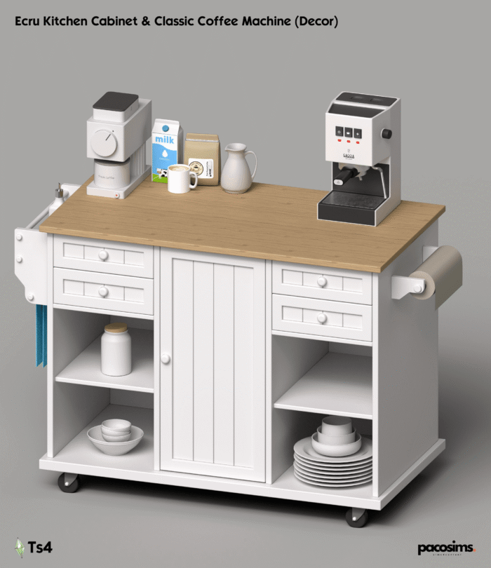 Ecru Kitchen Cabinets & Gaggia Classic Coffee Maker ( decor )