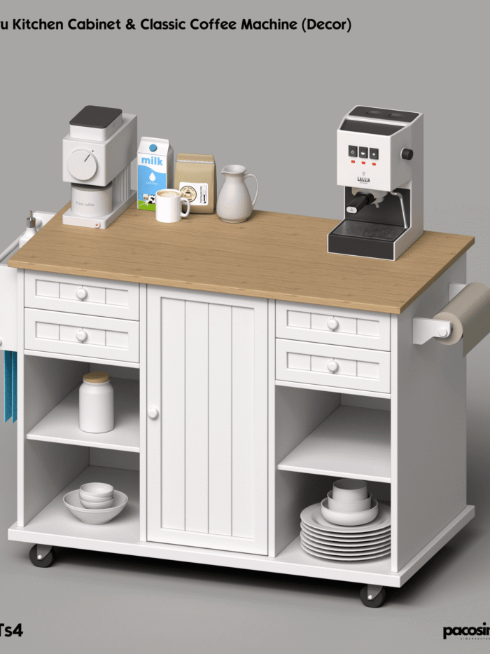 Ecru Kitchen Cabinets & Gaggia Classic Coffee Maker ( decor )